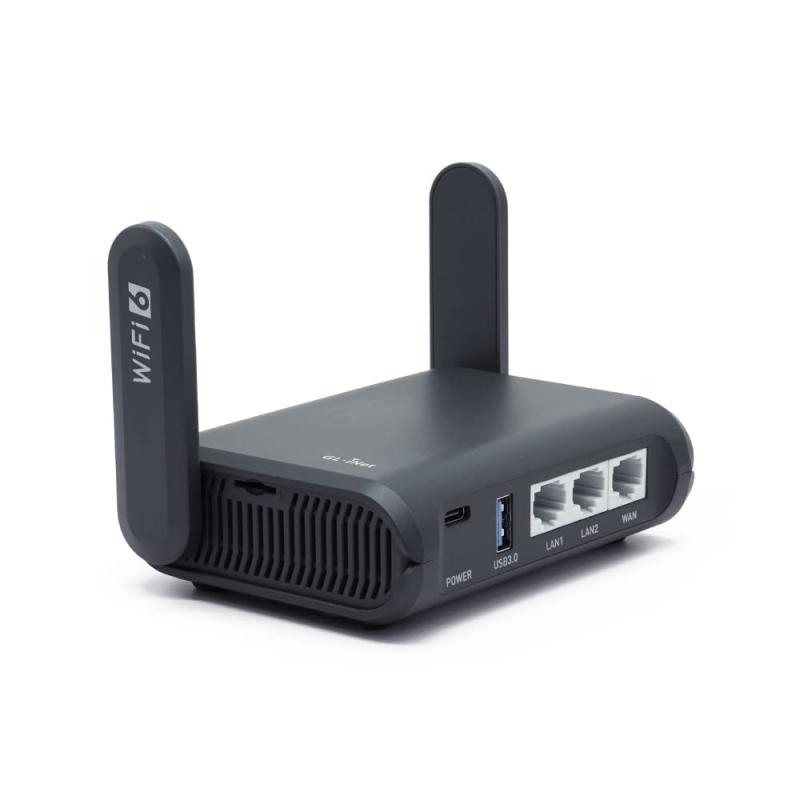GL.iNet GL-AXT1800(Slate AX) WiFiルーターWiFi6 無線LAN VPN トラベル デュアルバンド 11 b/g/n/ac/ax 1201Mbps (5GHz) + 574Mbps (2.4