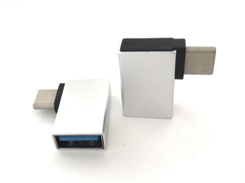 AGG 【2個セット】タイプC アダプタ L字型 アルミニウム合金製 USB-C to USB-A(OTG)変換アダプタ/変換コネクタ A13-L2P (シルバー)