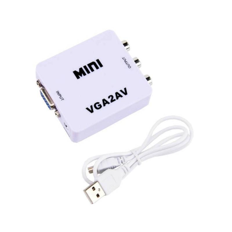 VGA→RCA変換器 VGA→AV変換 USB給電 音声 AVコンバーター 3色ケーブル VGA cvt-VGA-RCA-white (VGA→RCA)