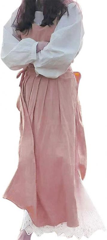 [Natty & Company] エプロン おしゃれ 女性用 ピンク 可愛い ナチュラル コットン リネン風 おしりが隠れる 花屋 お散歩エプロン 作業服