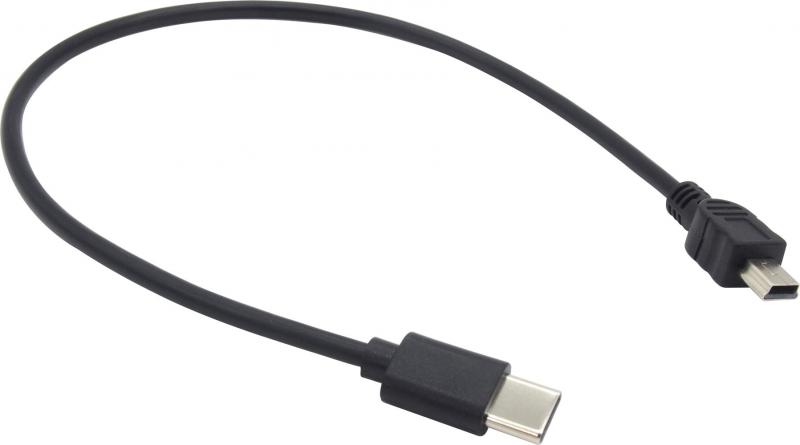 オーディオファン ミニUSBケーブル タイプC オス to miniUSB オス miniB USB2.0 短い USB-C ミニB typeC 約30cm (端子含む)