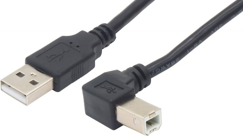 オーディオファン BタイプUSBケーブル USB2.0 USB-B ケーブル L字 USB-A (オス) -USB-B (オス) L字型C ブラック 約1.5m
