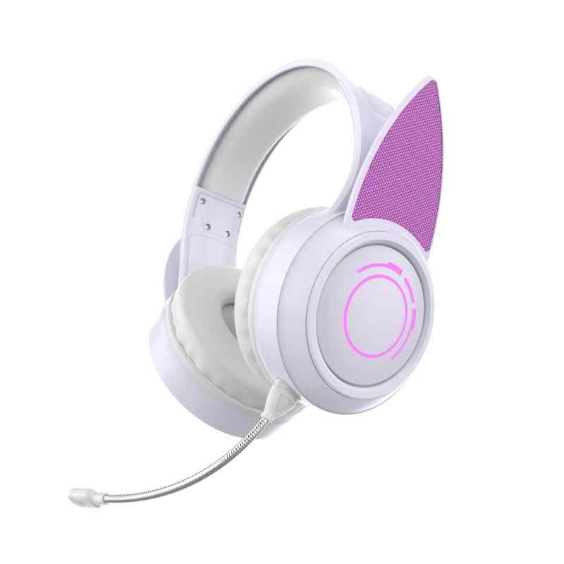 GHDVOP キツネの耳ヘッドホン オーバーイヤーヘッドホン Bluetooth5.3 ワイヤレスヘッドフォン 有線無線兼用 LED付き ゲームヘッドホン