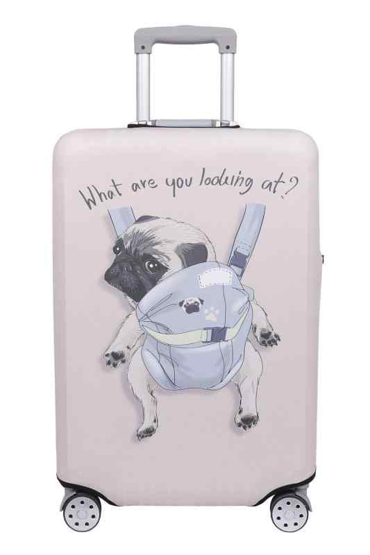 [こもれび屋] 改良型 スーツケース 保護 カバー かわいい イヌ ネコ デニム トランクケース キャリーケース 伸縮 旅行 OD１３ (犬・ パグ