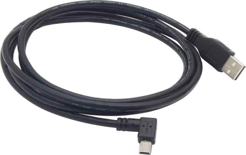 オーディオファン miniUSBケーブル USB2.0 L字 miniUSB (オス) -ストレート USB-A (オス) miniB L字型C USBケーブル ブラック 約1.8m