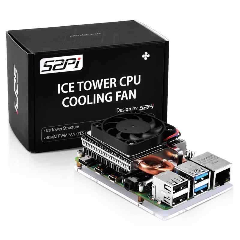 GeeekPi Raspberry Pi 4 ファン、超薄型アイス タワー クーラー、Raspberry Pi 4 ICE タワー CPU クーラー、冷却ファンおよび Raspberry