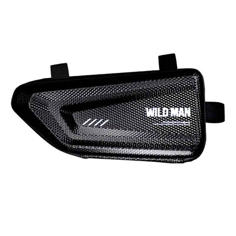 WILD MAN 防雨ハードシェルトライアングルバイクサドルバッグ 座席の下のフレーム ロードマウンテンサイクリング用 (ブラック)