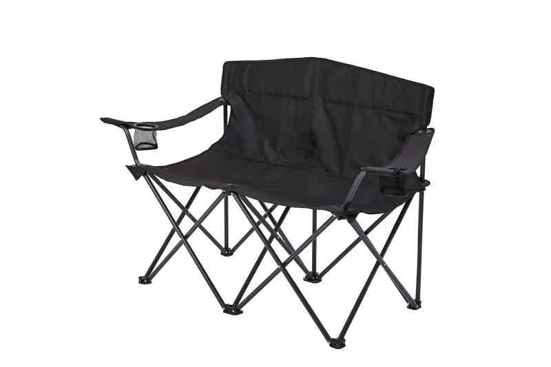 SOLO UP アウトドア チェア キャンプ 2人 ベンチ ダブル アーム イス 折りたたみ 椅子 収納袋付き (ブラック)