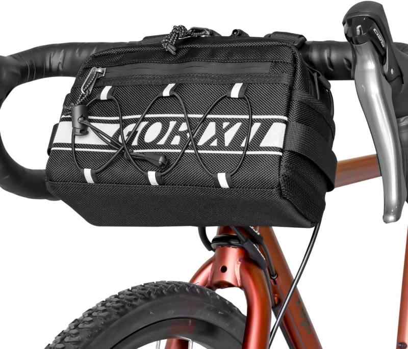 GORIX(ゴリックス)フロントバッグ 自転車 防水撥水 ロードバイク 紐付き方形デザイン おしゃれ (GX-Voyage) 3点固定 カジュアル ハンドル