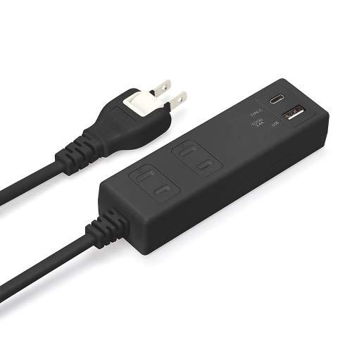 プレミアムスタイル iCharger USBポート搭載 AC電源タップ ブラック(AC×2/USB-A×1/USB-C×1) PG-UACTAP07BK