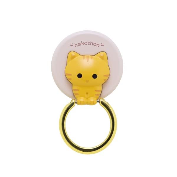 NATURAL design ホールドリング かわいい 猫 スマホスタンド ねこちゃんのスマホリング (ちゃとら)
