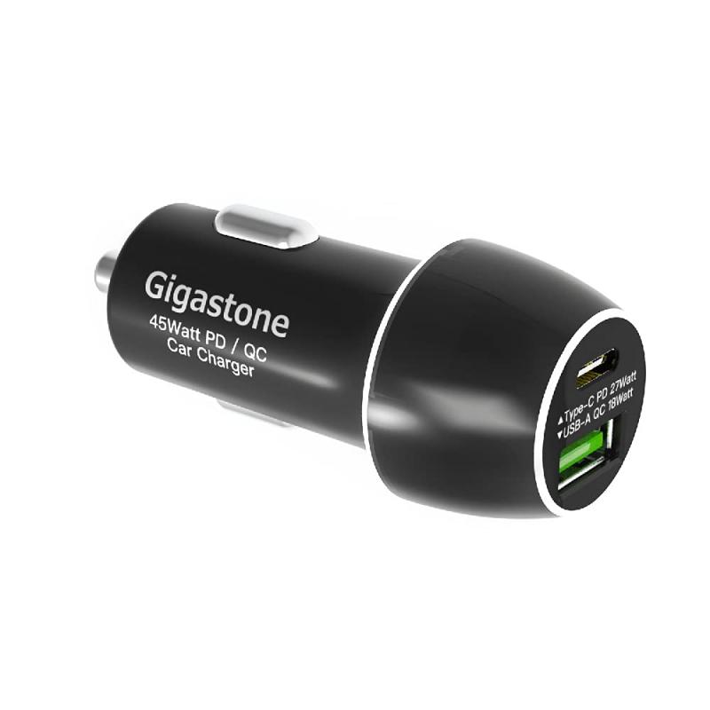 Gigastone カーチャージャー 45W / 6A usb 高速車の充電器, [デュアルQC3.0ポート] 車載充電器 シガーソケット usb 急速充電 に iPhone,