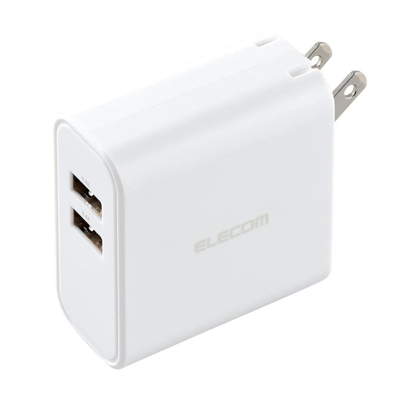 エレコム USB コンセント 充電器 合計24W USB-A×2 【 iPhone (iPhone13シリーズ対応) / Android/タブレット 対応 】 (ホワイト)