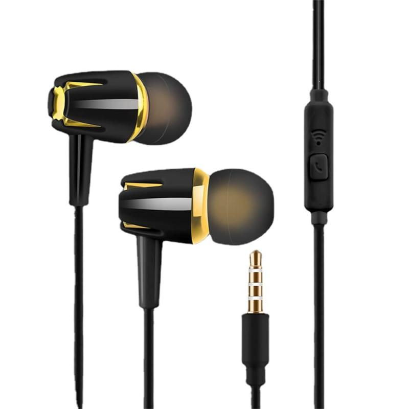 有線イヤホン入耳式携帯電話線制御マイク付き通話調音汎用耳栓（複数オプション） (M18 black gold)