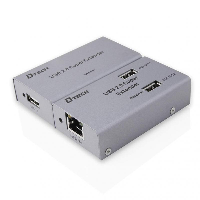 DTECH USB エクステンダー 延長器 4ポート USB2.0 エクステンダー 4分配 USB延長 最大50m Cat5/5e Cat6/6e LANケーブル使用 電源アダプタ