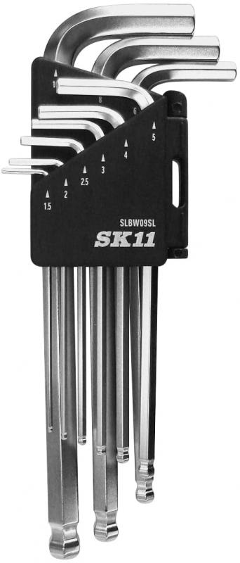 SK11 ボールポイント 六角棒レンチセット 傾斜角度 約25度 SLBW0 (セミロング, 9本組)