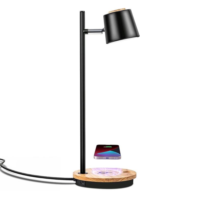 デスクライト 目に優しい LED スタンドライト 省エネ 電気スタンド Qiワイヤレス充電 Bluetooth テーブルライト 調光調色 多角度調整 卓