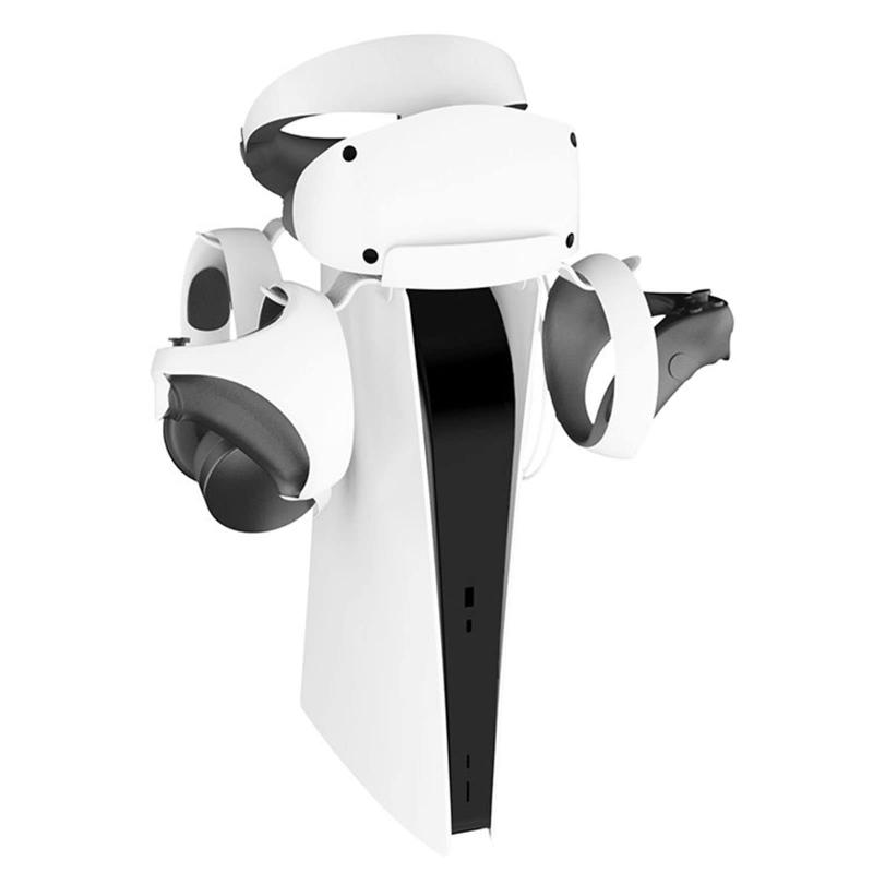 LICHIFIT VR用収納スタンド PS VR2対応 ヘッドセット、コントローラー収納 2in1充電ケーブル付き ホルダー VRアクセサリー PS5 VR2 (ホワ