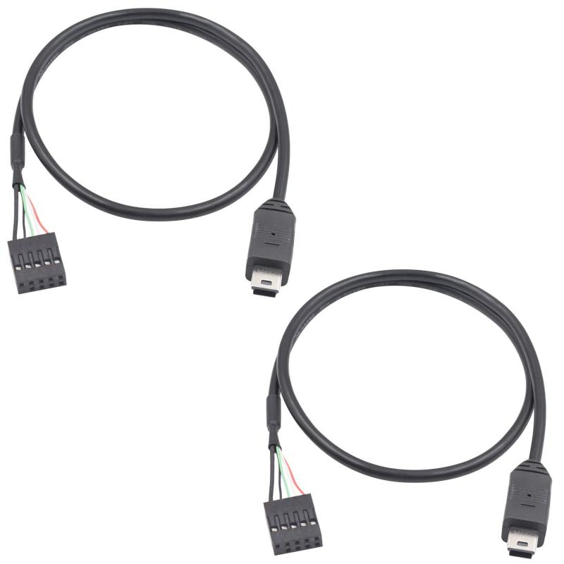 Duttek Mini USB - マザーボードケーブル、USBヘッダーからミニUSB、ミニUSBオスから9ピンマザーボードメスアダプタデュポン延長ケーブル