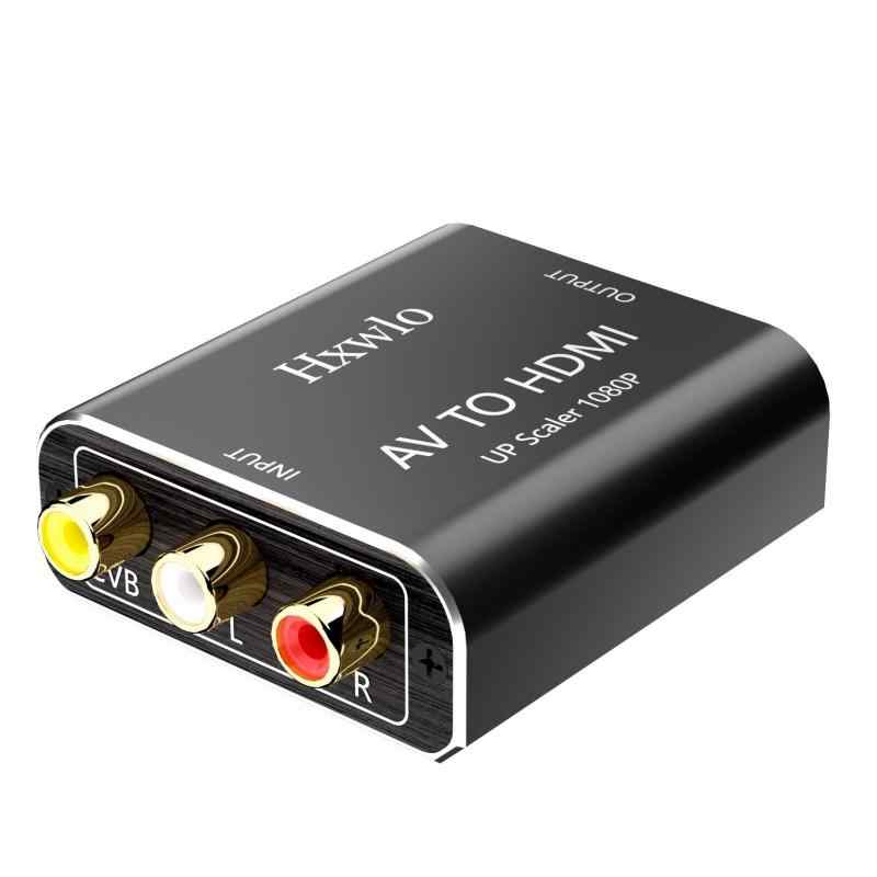 RCA to HDMI 変換コンバーター 搭載 アルミ合金製外殼 AV to HDMI 変換器 アナログRCAコンポジット（赤、白、黄）3色端子 HDMI 変換アダ