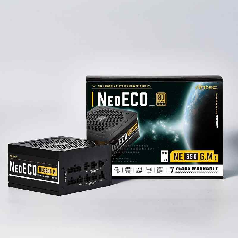 Antec 80PLUS GOLD認証取得 高効率高耐久 フルモジュラー電源ユニット NeoECO Gold Modular series (出力650W, ブラック)