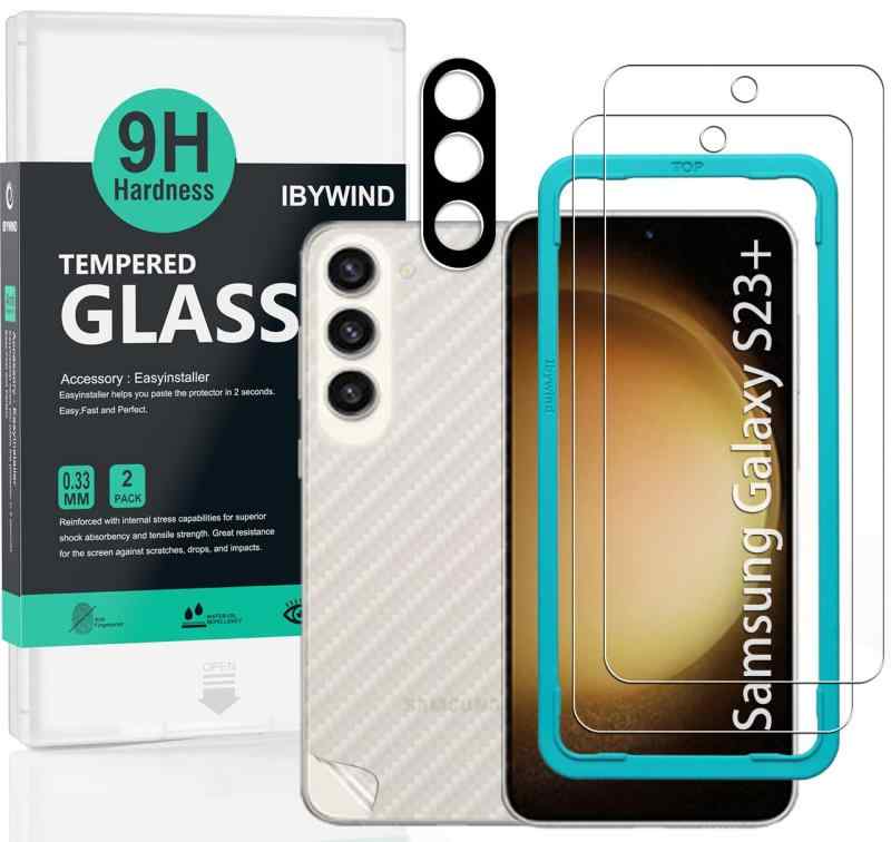IBYWIND ガラスフィルム Samsung Galaxy S23+ 5G/Samsung Galaxy S23 Plus 5G（6.6インチ）用スクリーンプロテクター 強化ガラス2枚 カメ