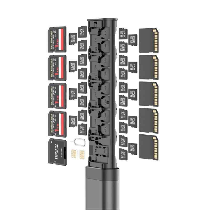 BUDI ポップアップデザイン 30スロット メモリーカードケース クラッシュ & 耐衝撃メモリーカードウォレット マイクロSD SDXC SDHC TFカー