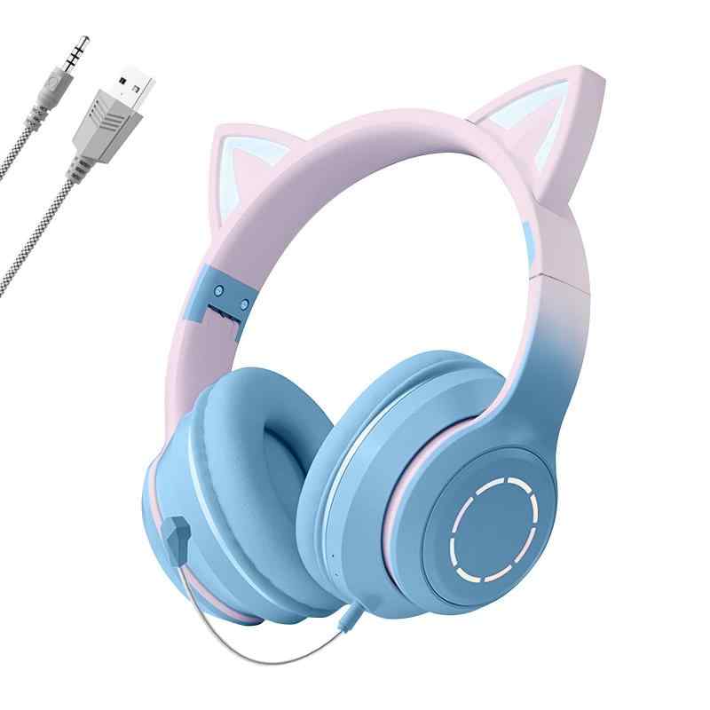 猫耳ヘッドホン Bluetooth5.1 ねこみみヘッドセット ヘッドフォン ワイヤレスヘッドフォン LED付き 虹色変換 ワイヤレス マイク付き 密閉