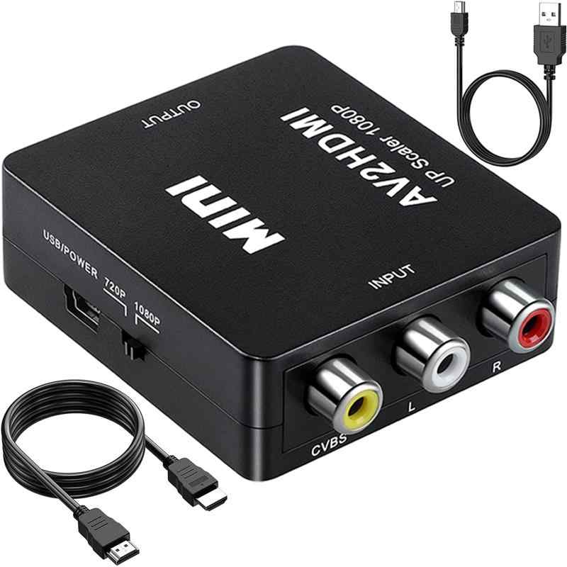 Runbod RCA to HDMI 変換コンバーター RCA コンポジット （赤、白、黄） 3色端子 hdmi 変換ケーブル AV コンポジット （赤、白、黄） 三