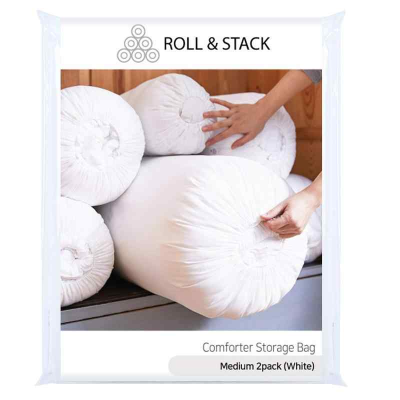 Roll & Stack ロールアンドスタック ふとん収納袋, 衣類収納袋 (White, M X 2)