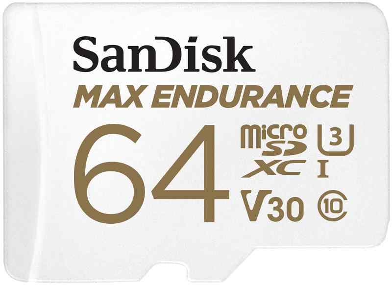 SanDisk 64GB MAX Endurance microSDXC Card with Adapter for Home Security Cameras and Dash cams - C10, U3, V30, 4K UHD, Micro SD