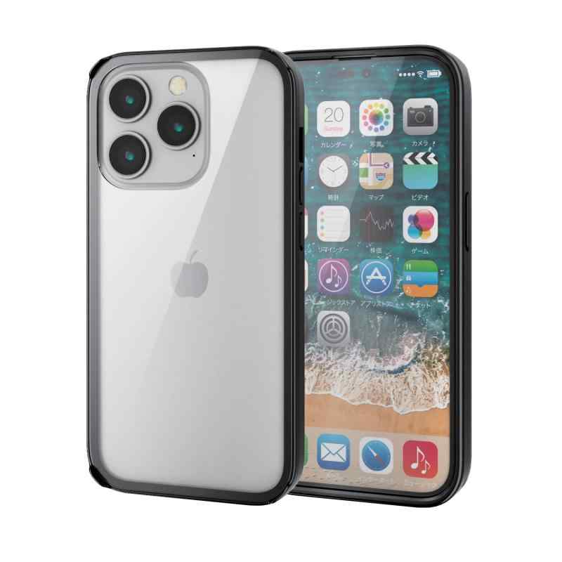 エレコム 【ガラスフィルムセット】 iPhone 14 Pro ケース カバー 360度保護 背面ガラス ハード ポリカーボネート フレームカラー(ブラッ