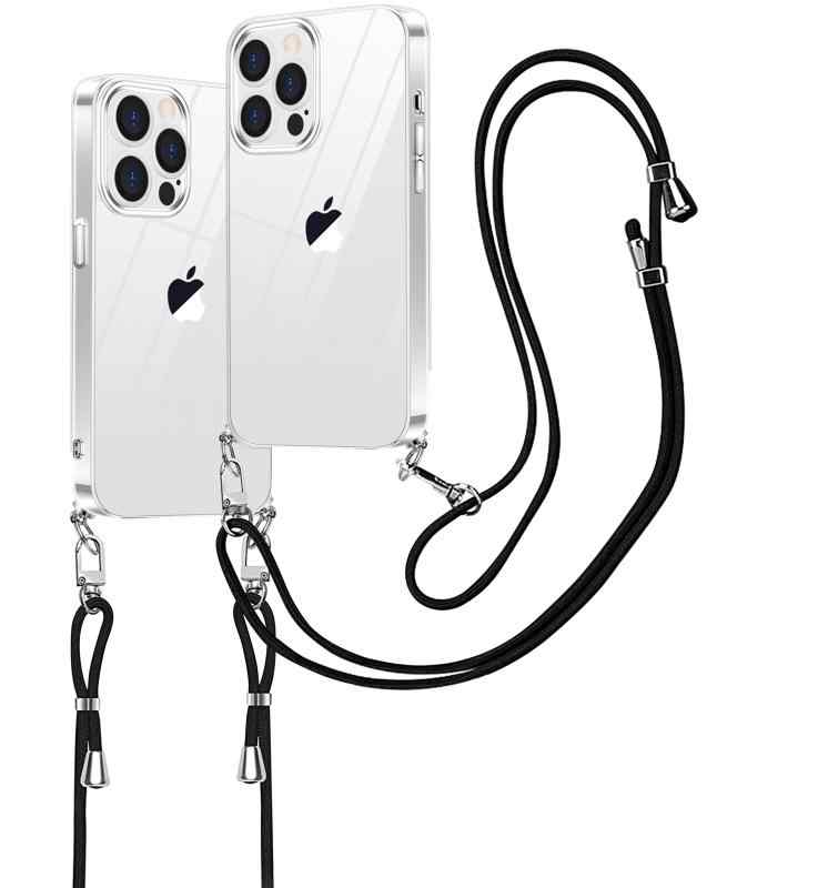iPhone 14 Pro Max 用 ケース クリア ネック ショルダー カバー 肩掛け 首かけ 斜めがけ ケース 縄掛け カバー 透明 TPU 耐衝撃 薄型 軽