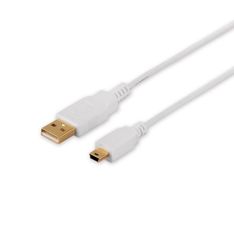 バッファロー iBUFFALO USB2.0ケーブル 用 (A to miniB) スリムタイプ ホワイト 0.5m BSUAMN205WH