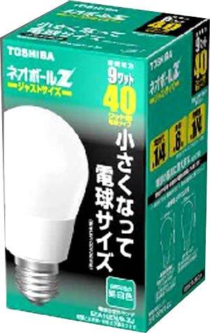 東芝 ネオボールZ(電球サイズ) 電球形蛍光ランプ 電球40ワットタイプ 昼白色 EFA10EN/9-ZJ