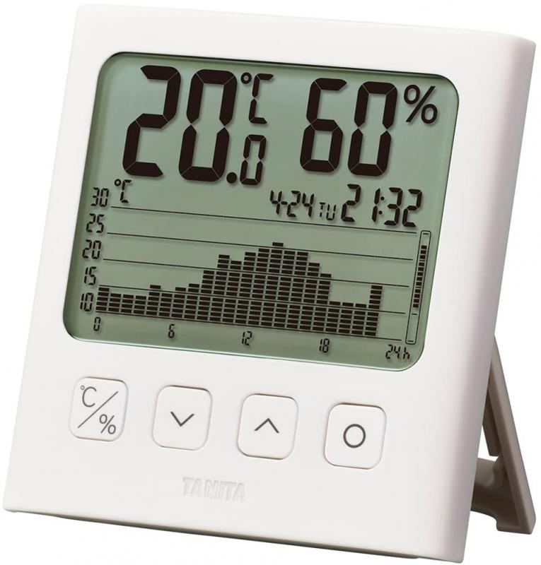 タニタ 温湿度計 カレンダー 温度 湿度 デジタル グラフ付 ホワイト TT-580 WH 温湿度の変化を確認