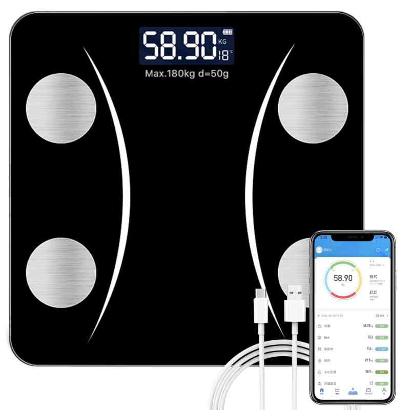 体重計 体脂肪計 Bluetooth 体組成計 スマホ連動 高度/軽量収納 日本語APP iOS/Android対応 ボディスケール 多機能の体組成測定 体重、体