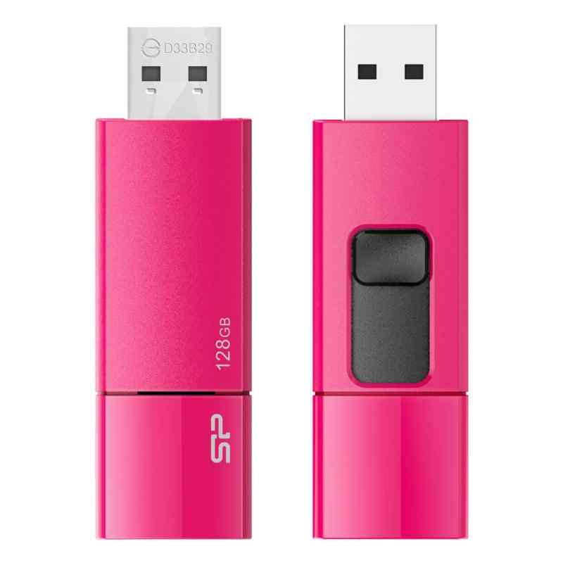 シリコンパワー USBメモリ 8GB USB3.0 スライド式 Blaze B05 (128GB, ピンク)