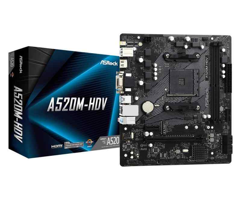 ASRock AMD Ryzen 3000/4000シリーズ(Soket AM4)対応 A520チップセット搭載 Micro ATX マザーボード 【国内品】A520M-HDV