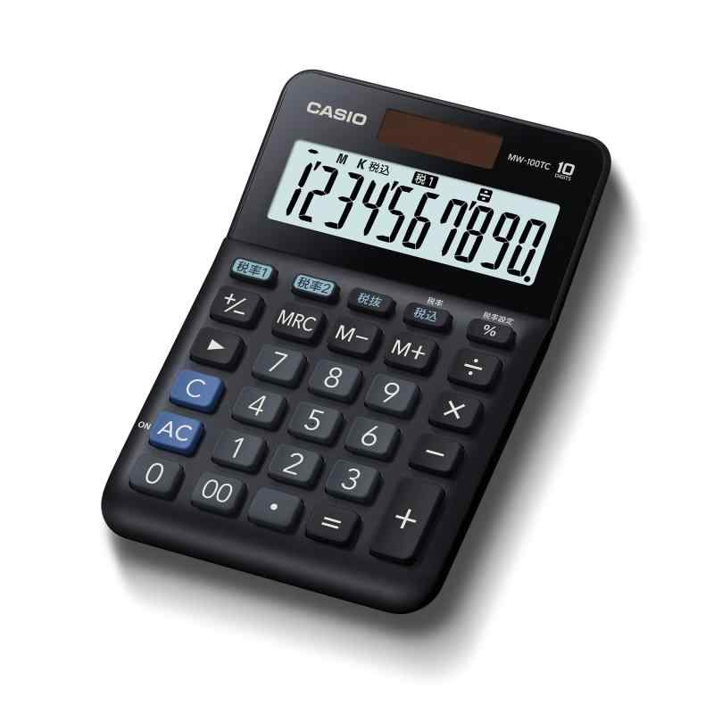 CASIO(カシオ) W税率電卓 10桁 税計算 ブラック ミニジャストタイプ MW-100TC-BK-N