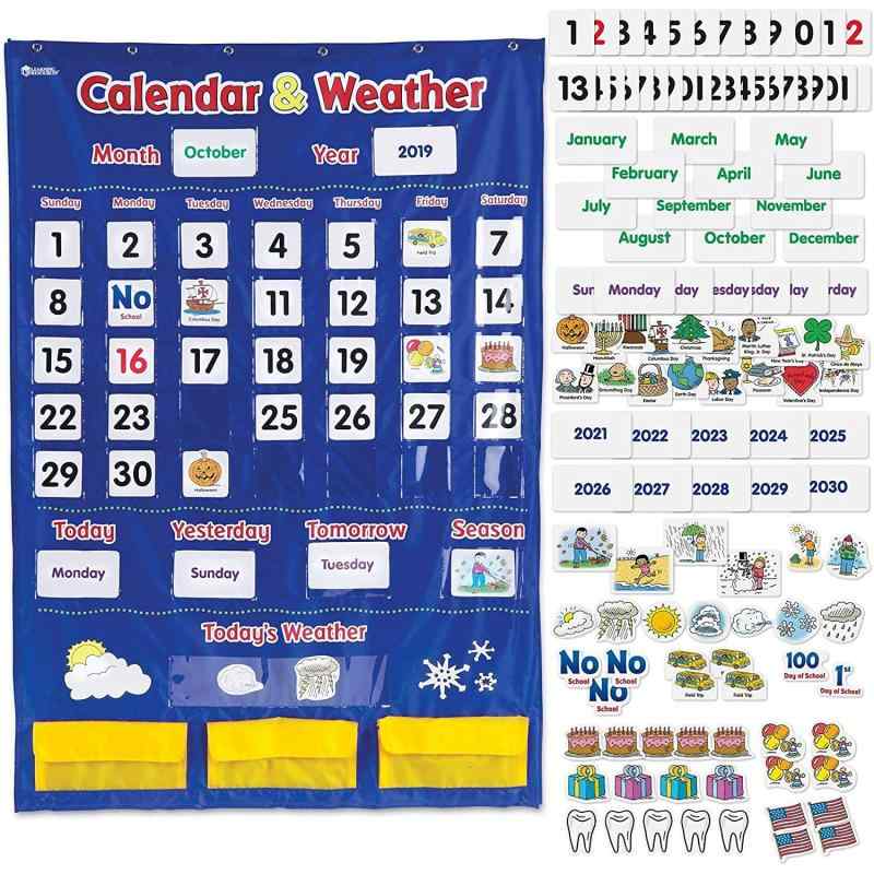 ラーニングリソーシズ (Learning Resources) 英語教材 壁掛け ポケットチャート 英語カレンダー & 天気 品 LER2418