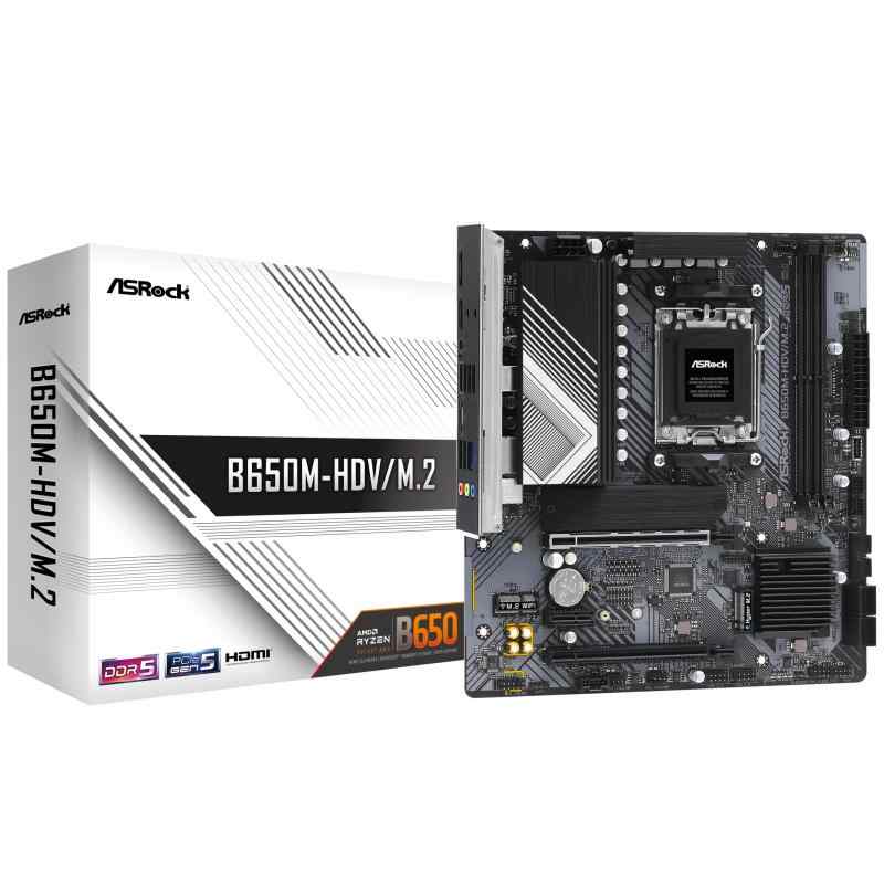 ASRock マザーボード B650M-HDV/M.2 AMD Ryzen 7000 シリーズ CPU対応 (Soket AM5) B650 Micro ATX マザーボード 【国内品】