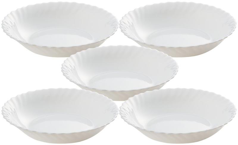 iwaki(イワキ) 耐熱ガラス 食器 耐熱皿 ファミエット シルクホワイト 深皿 18cm ×5点セット 電子レンジ、食洗器対応