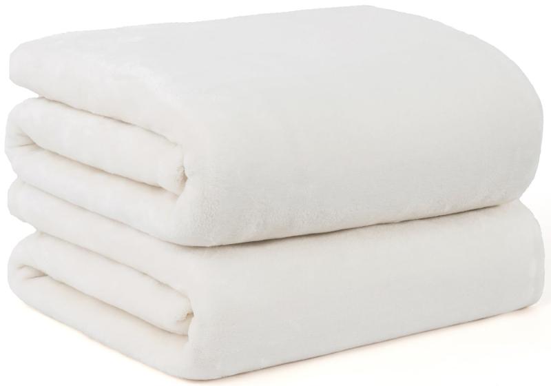 AIFY 毛布 ブランケット 毛布 フランネル 暖かい 軽い 軽量 膝かけ 洗える (140*200 2枚, アイボリー)