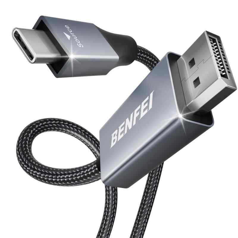 BENFEI USB C to DisplayPort 1.8 Meter Cable(4K@60Hz 2K@144Hz), USB Type-C to DP Adapter [Thunderbolt 3 Compatible] for MacBook P