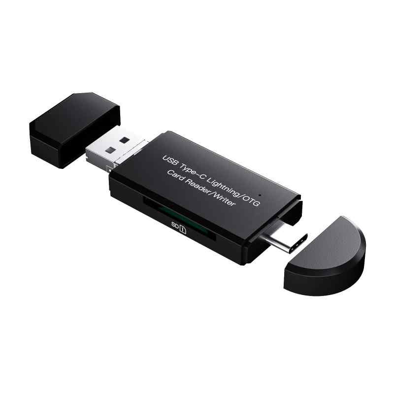 Microsd SDカードリーダー(4in1)Lightning PC USB-C Micro usb 変換 SD TFフラッシュカードアダプターカメラ マイクロsd写真データ転送保
