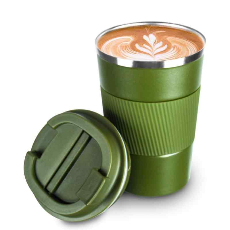 COLOCUP コーヒーカップ ステンレスマグ 保温保冷 直飲み 携帯マグ タンブラー 二重構造 真空断熱 (380ML, グリーン)