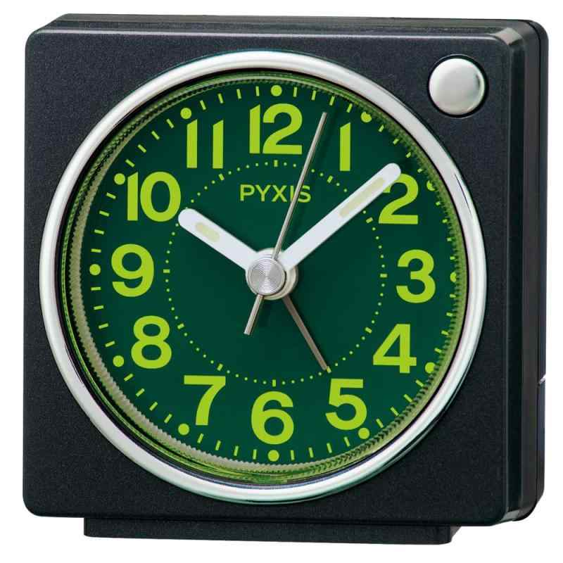 セイコークロック(Seiko Clock) 目覚まし時計 置き時計 アナログ 集光樹脂文字板 黒メタリック 65×64×38mm PYXIS ピクシス NR450K