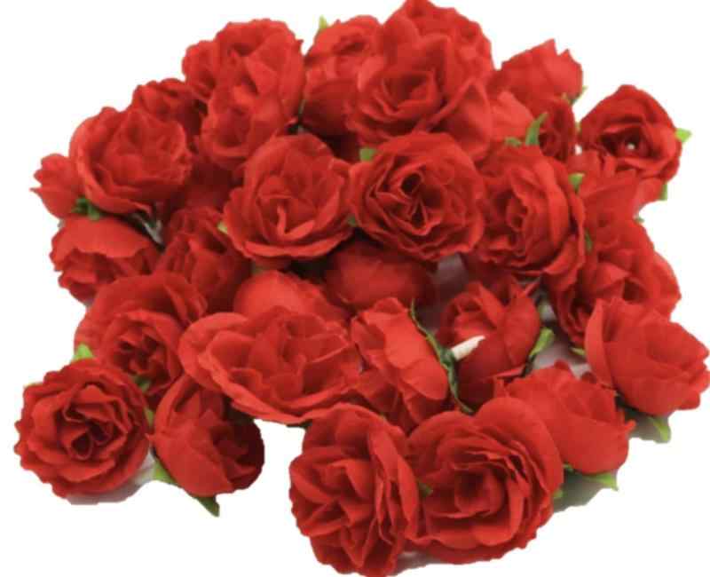 (Mikishin) バラ 造花 50個 3cm ブーケ ローズ 薔薇 結婚式 装飾 (レッド)