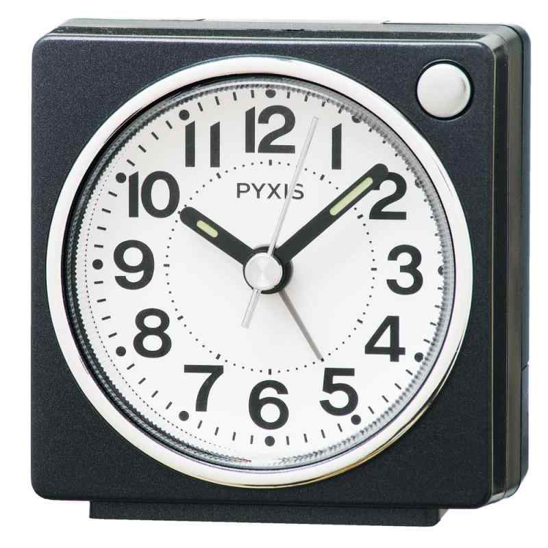 セイコークロック(Seiko Clock) 目覚まし時計 置き時計 アナログ 黒メタリック 65×64×38mm PYXIS ピクシス NR449K